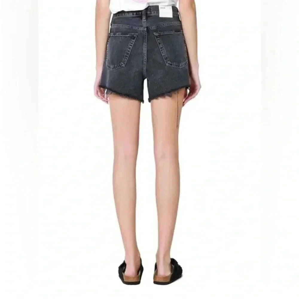 NWT Agolde Parker Loose Fit Vintage Long Short Chromatic Black size 22 B1094